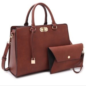 🌵 Dasein Vegan Leather Twist Lock Satchel
